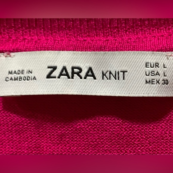Zara Full Sleeve Knit Top Hot Pink Top Size US L - Picture 3 of 3